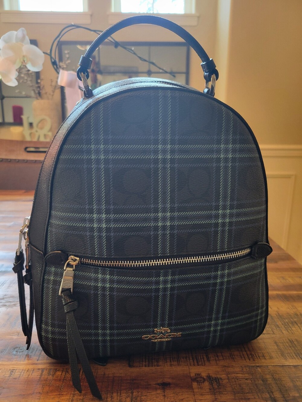 Coach Jordyn Backpack Signature Canvas Plaid F80051 Like New